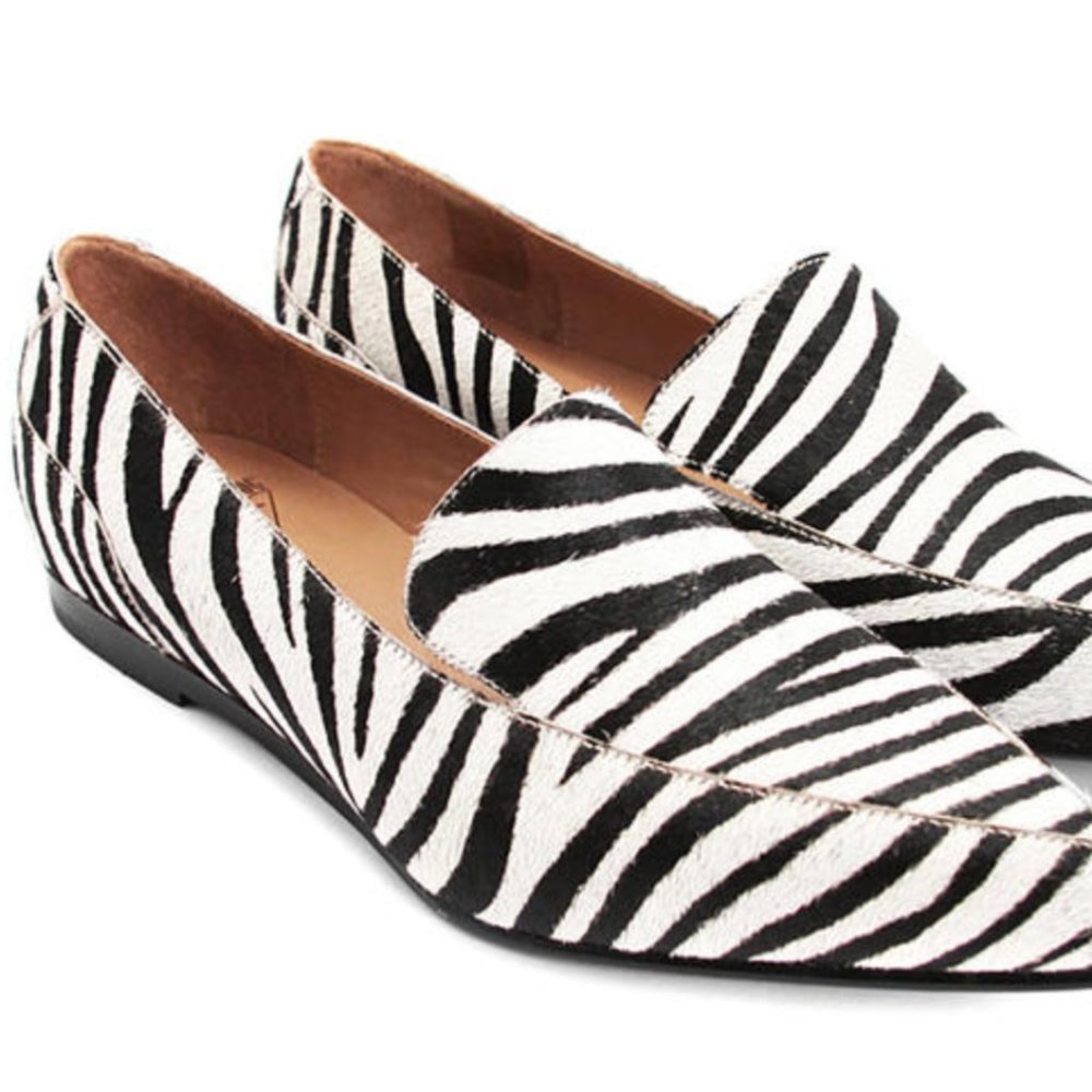 john fluevog presence impel zebra loafers
